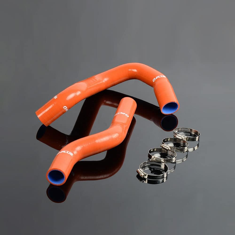 G-PLUS Silicone Radiator Coolant Hose Tube Kit Clamps Compatible With 1968-1979 Ford F100/150/F250 Bronco Pickup, 2PCS Orange