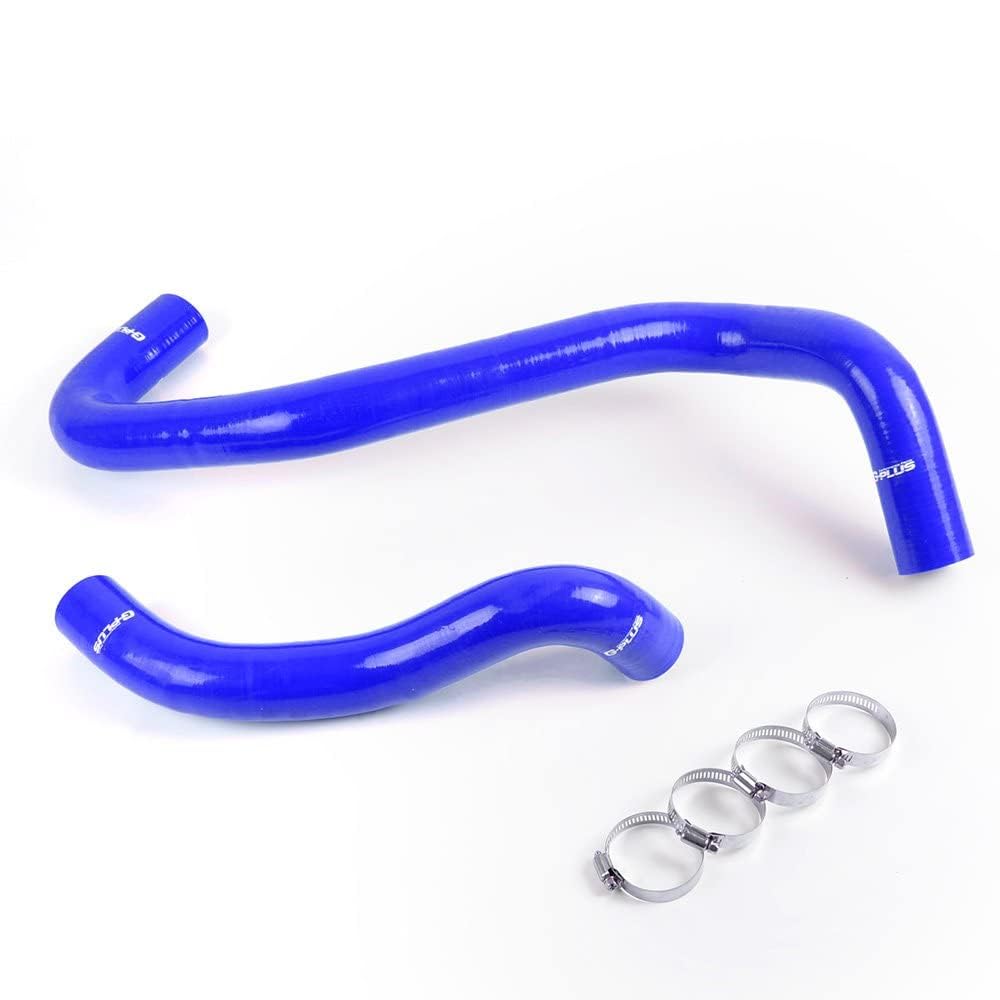 G-PLUS Silicone Coolant Hose Kit W/Clamps, Compatible with Ford F250 F350 F450 F550 Super Duty 2001-2004, 2PCS Blue Upper & Lower