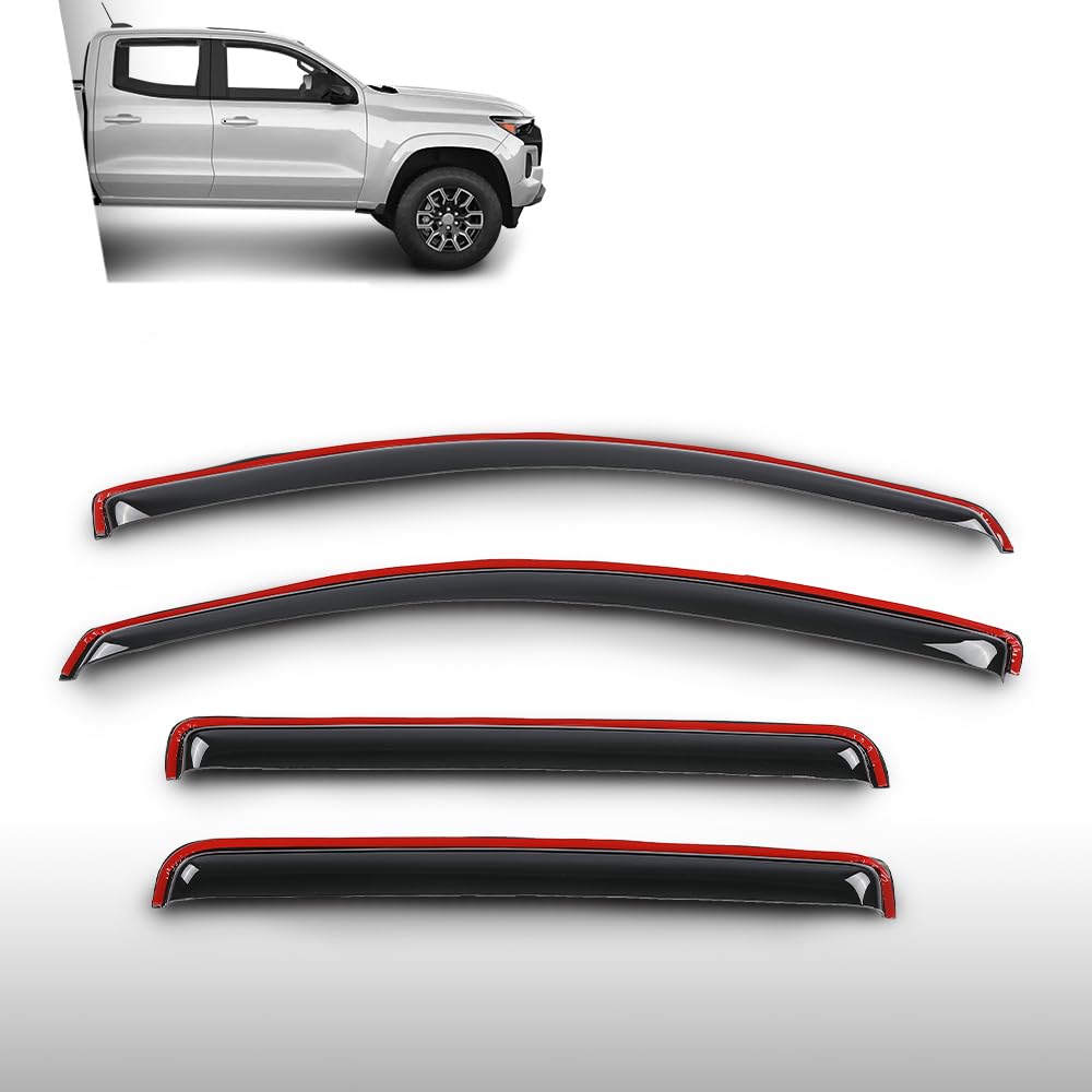 G-PLUS in-Channel Window Visors Window Deflectors Side Wind Deflector Compatible with Chevy Colorado Crew Cab 2023-2025 Fit GMC Canyon Crew Cab 2025 Not Fit Extended/Double Cab 4PCS Smoke