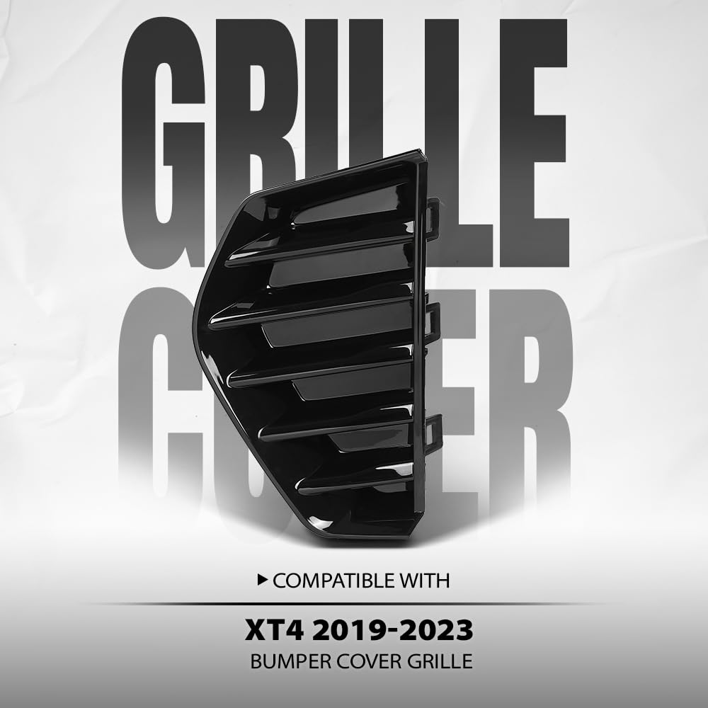 G-PLUS Bumper Cover Grille Front Left Side Compatible with Cadillac XT4 2019 2020 2021 2022 2023 2024 GM1038293, 191275994511 Glossy Black