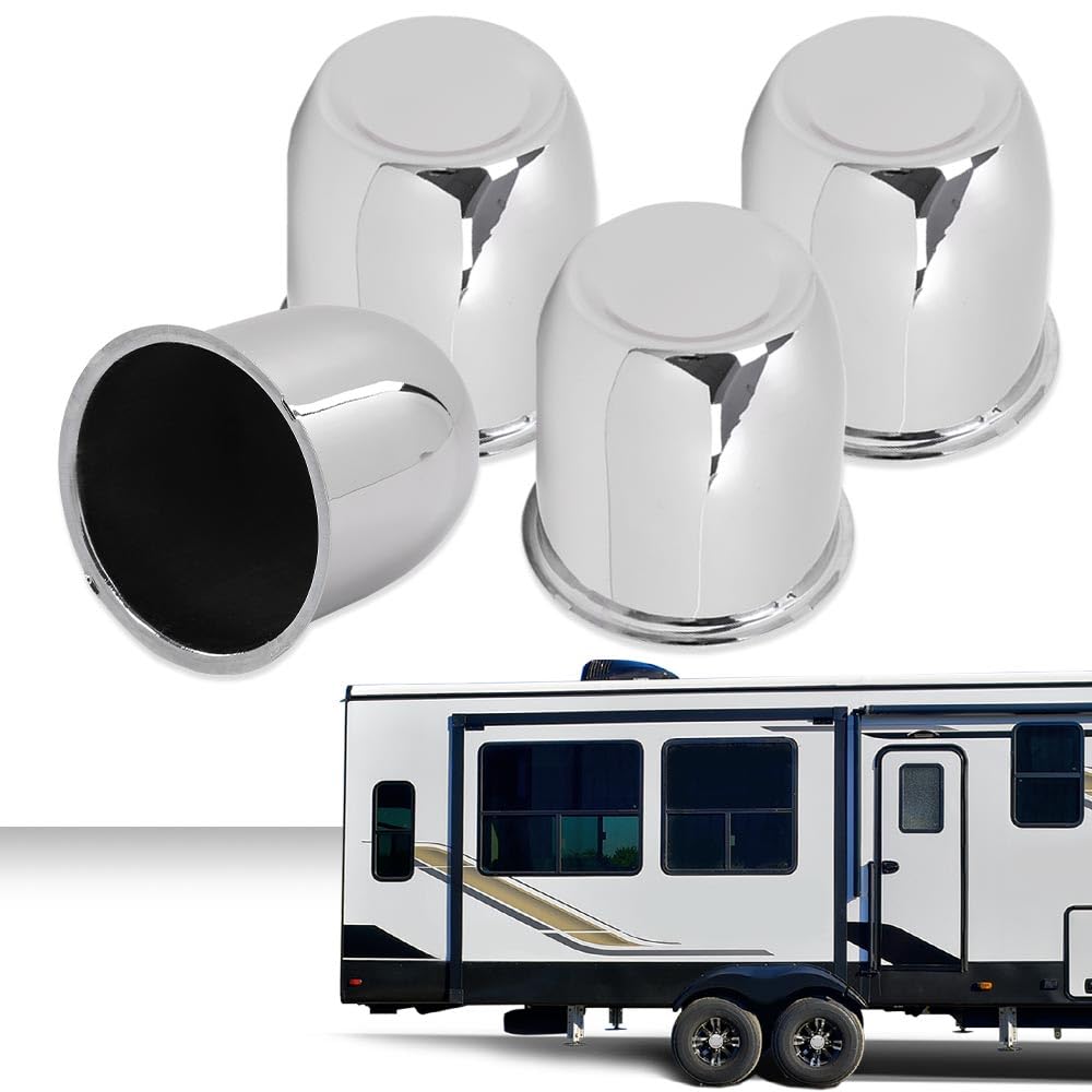 G-PLUS 4pcs Push Through Chrome Wheel Center Caps Fit 3.18" Rims Center Bore Dimensions Only Center Bore Trailer Rim Scratched(Not Fit on OEM Rims)