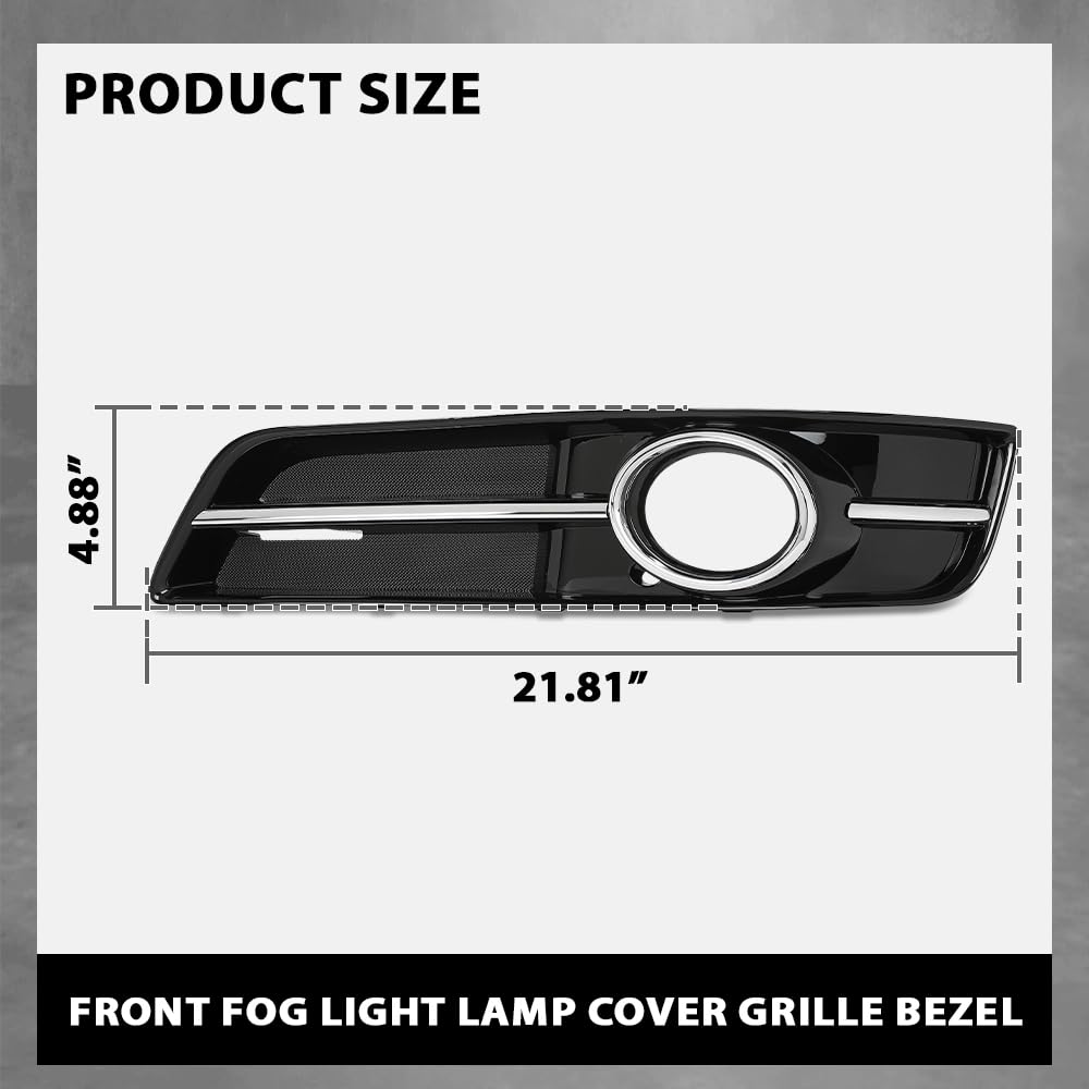 G-PLUS Front Fog Light Lamp Cover Grille Bezel Chrome Left+Right Compatible with Audi A3 2010-2013 8P0807681AA