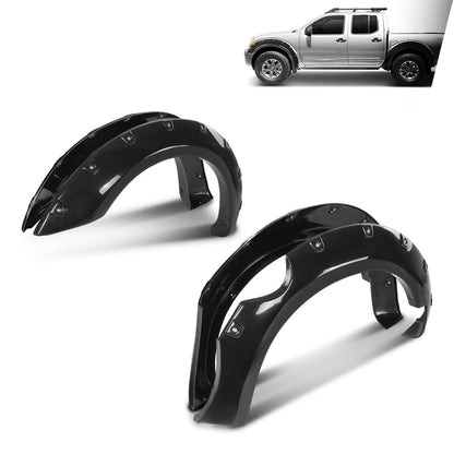 G-PLUS 4PCS Paintable Fender Flares Compatible with Nissan Frontier 2006-2020 Fit 5' Styleside Bed Fit Factory Chrome Front Bumper Black