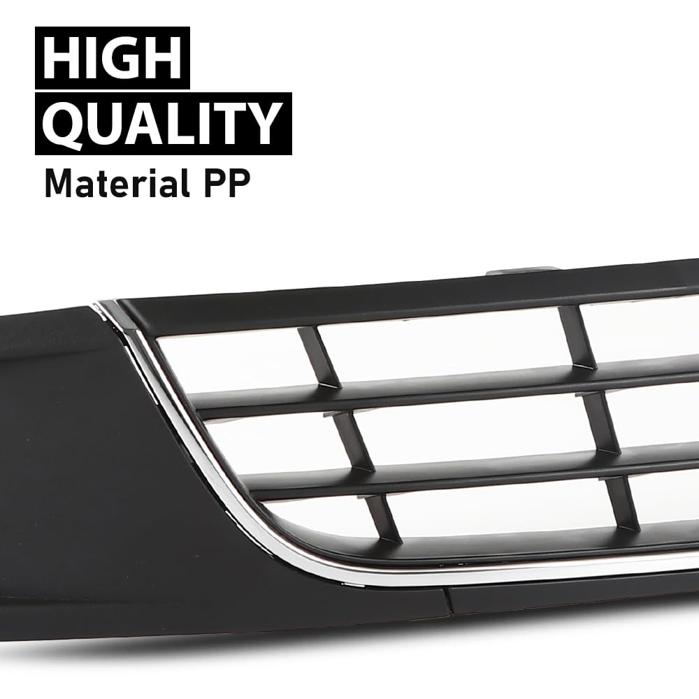 G-PLUS Front Bumper Lower Grille & Fog Light Bezel Compatible with Volkswagen Jetta Sedan 2011-2014 Black (NOT Fit any Wagon Models) 5C6853671RYP, 5C68536659B9, 5C68536669B9, VW1036120 Chrome Grill