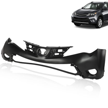 G-PLUS Front Upper Bumper Cover Primered Compatible with Toyota RAV4 2013 2014 2015, TO1014101, 521190R911, Black