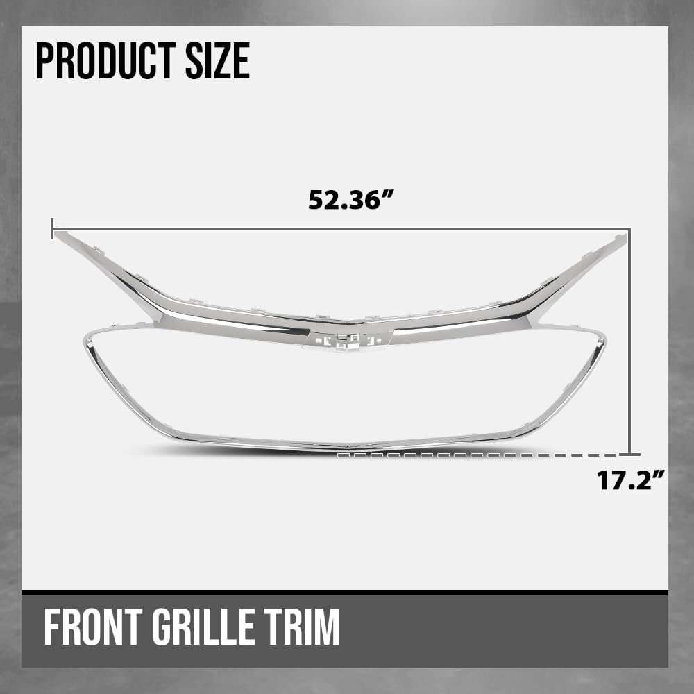 G-PLUS Front Grille Trim Compatible with Chevy Malibu 2019 2020 2021 2022 84473374, GMC1202106 Chrome