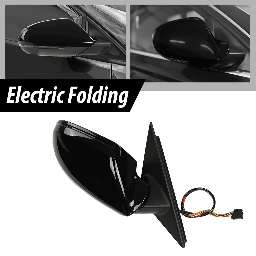G-PLUS Side Mirror Memory Signal Power Folding Right Passenger Side 12pin Compatible with Audi A6 Premium 2012-2018/Fit Audi S6 2013-2018 128-64021R 4G1857410 4G185750 4G08575 Glossy Black
