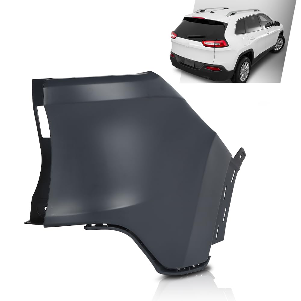 G-PLUS Rear Bumper Cover Fascia Passenger Right Side Compatible with Jeep Cherokee 2014-2018 Black