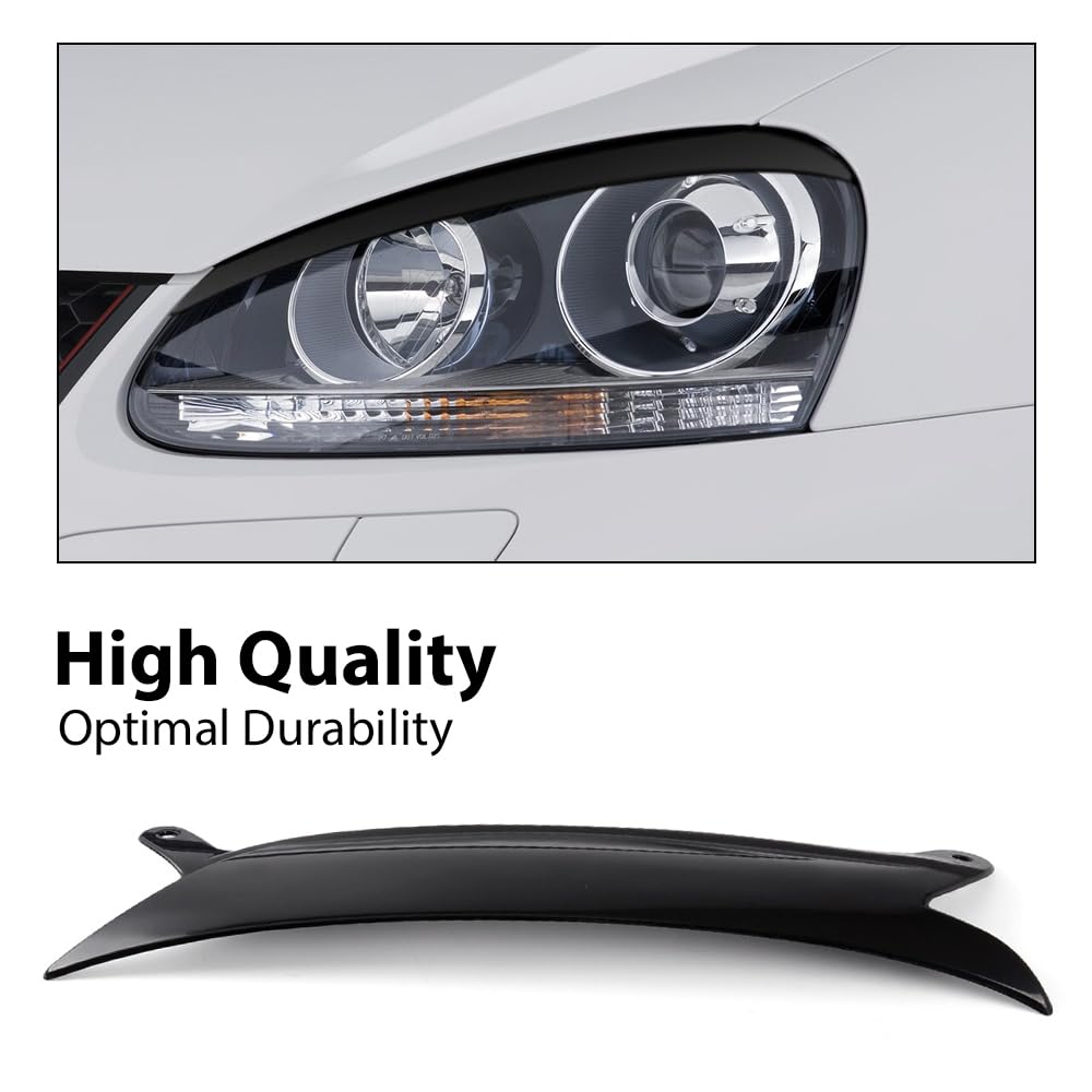 G-PLUS Headlight Eyelids Cover Compatible with 2006-2009 VW Golf GTI Replacement for Jetta R32 Rabbit MK5 Black