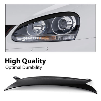 G-PLUS Headlight Eyelids Cover Compatible with 2006-2009 VW Golf GTI Replacement for Jetta R32 Rabbit MK5 Black