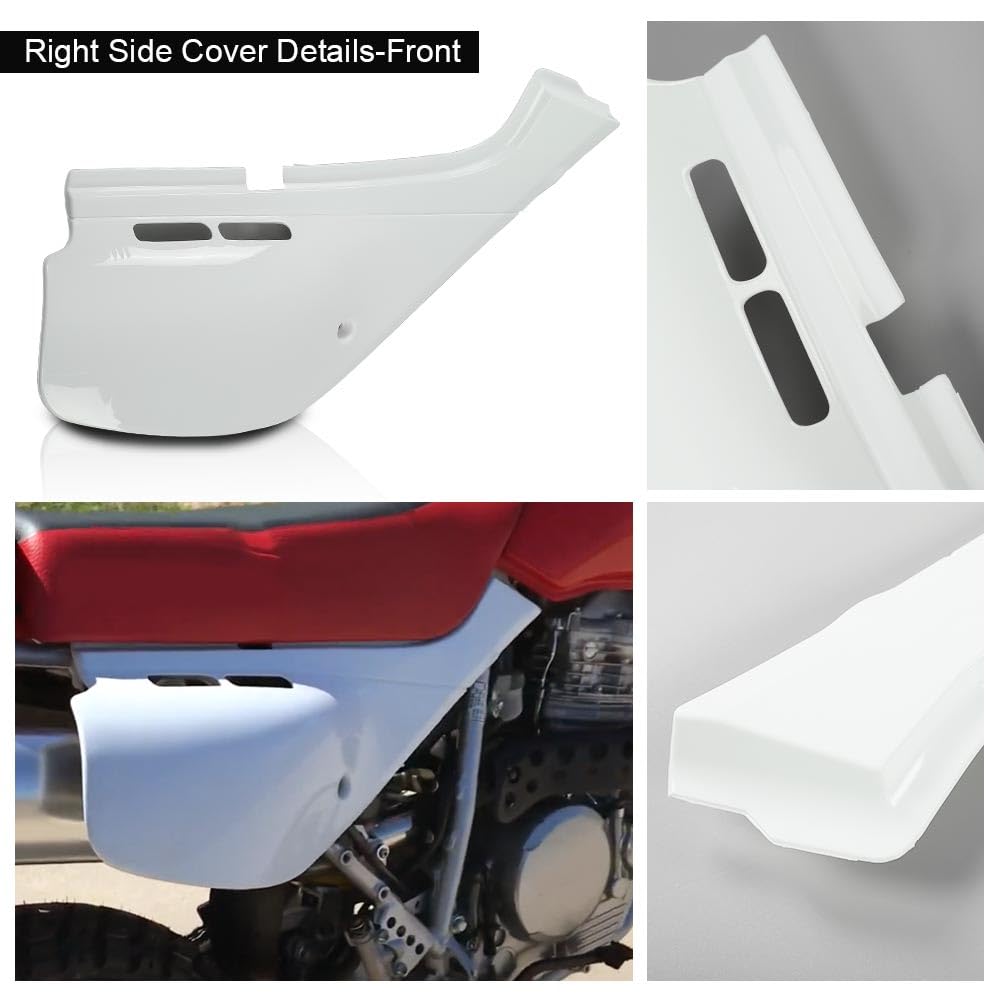 G-PLUS Left & Right Side Panels Set Fairing Cover Compatible with Honda XR650L (Shasta White) 1993-1999/Fit Honda XR650L (Ross White) 2000-2021 83620-MY6-920ZB, 83520-MY6-920ZB