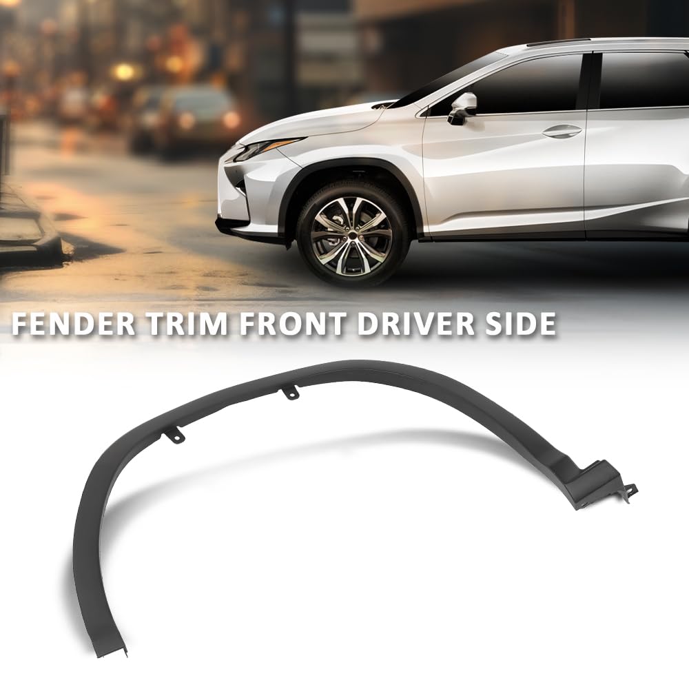 G-PLUS Fender Flare Wheel Arch Trim Molding Front LH Driver Compatible with LX RX350/RX450h (submodel: Base, F Sport) 2016-2019 756010E080, LX1291100 Black