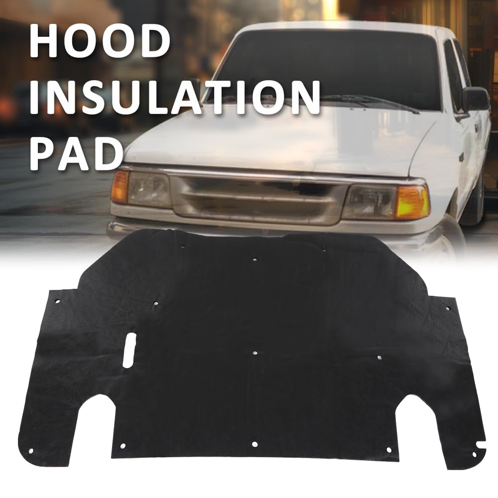 G-PLUS Engine Hood Insulation Pad Black with Clip, Compatible with 1993-1997 Ford Ranger