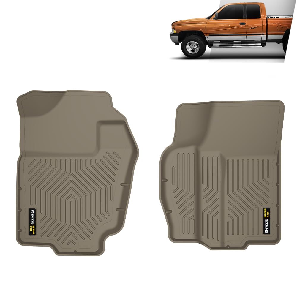 G-PLUS TPE Floor Mats Fit Dodge Ram 1500 1994-2001 1st Row Truck Accessories Cargo Liners All Weather Protection 2PCS Beige Alfombras para Carro