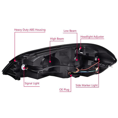 G-PLUS Headlights Assembly Fit Chevy Monte Carlo 2006 2007/Chevy Impala 2006-2013/Chevy Impala Limited 2014 2015 2016 Headlamps W/o Bulbs Smoky Lens Black Housing Amber Reflector,faros delanteros