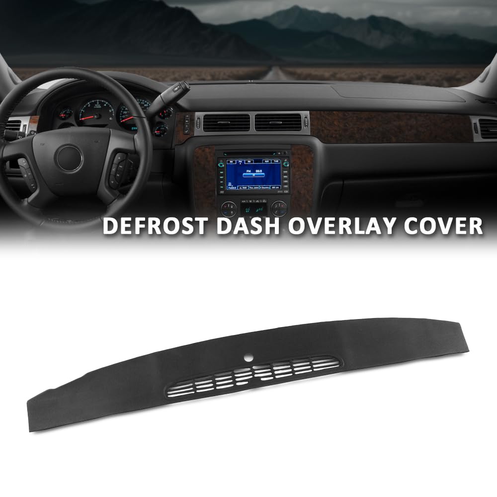 G-PLUS TPE Defrost Dash Cover Cap Compatible with 2007-2013 Chevy Silverado GMC Sierra/ 2007-2014 Chevy Tahoe Avalanche Suburban GMC Yukon XL Denali Black