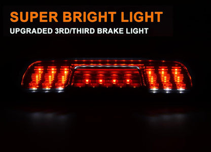 G-PLUS High Mount Rear 3rd Third Brake Light Compatible With 2014-2018 Chevy Silverado GMC Sierra 1500 2500 HD 3500 HD LED Cargo Tail Lamp Black Housing Smoky Red Lens