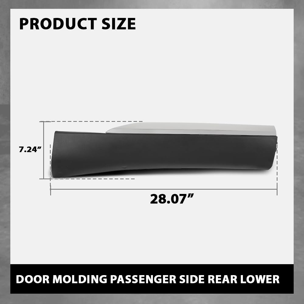 G-PLUS Door Molding Passenger Side Right Rear Lower Compatible with LX RX350 RX450h (submodel: Base, F Sport, Sportdesign) 2010-2015 75075-0E010, 75075 0E010, 750750E010, LX1505102 Chrome Black