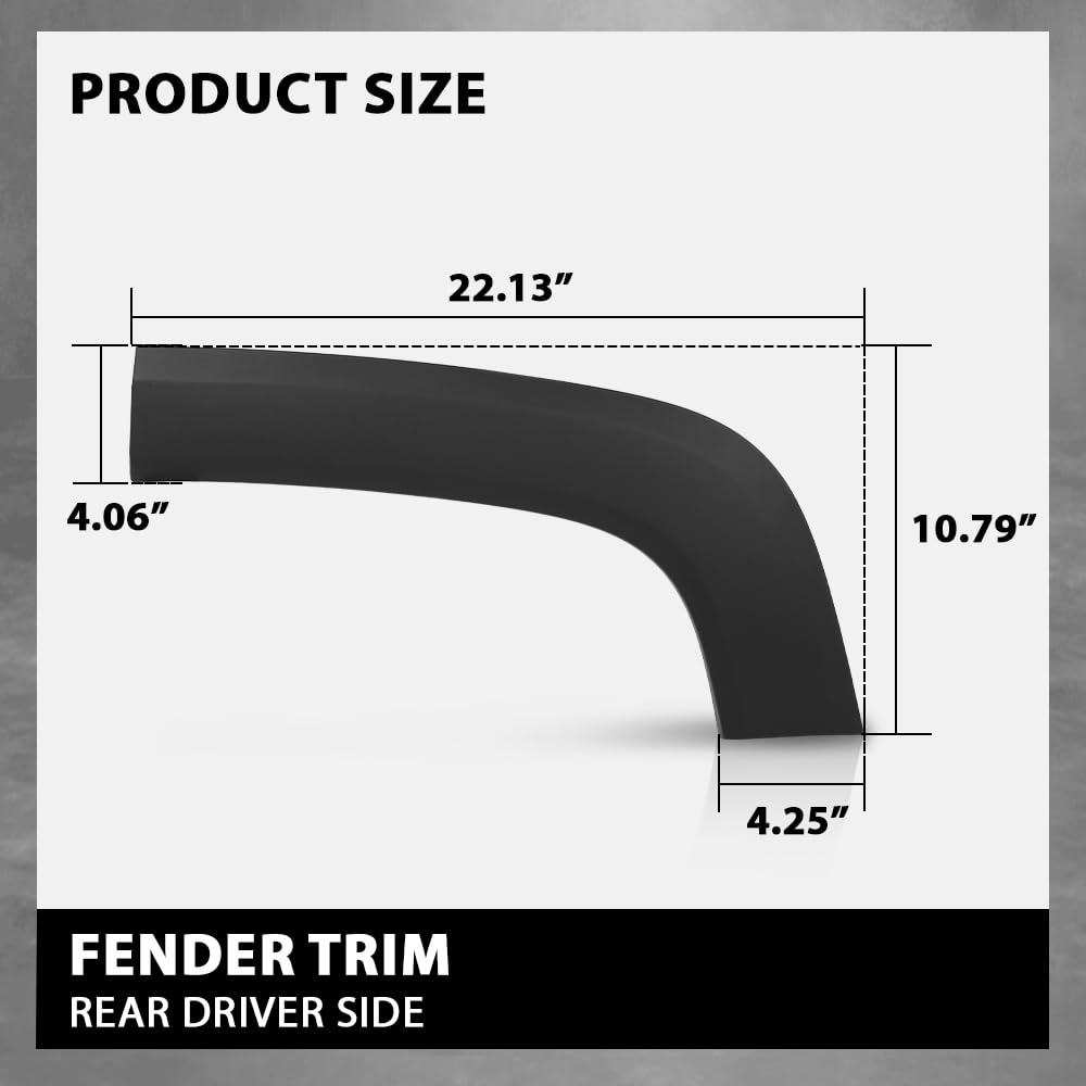 G-PLUS Rear Door Molding Fender Flare Trim Compatible with Jeep Renegade 2015-2023 Fender Flares Wheel Opening Panel 5XB67LXHAA, CH1790104 Driver Side