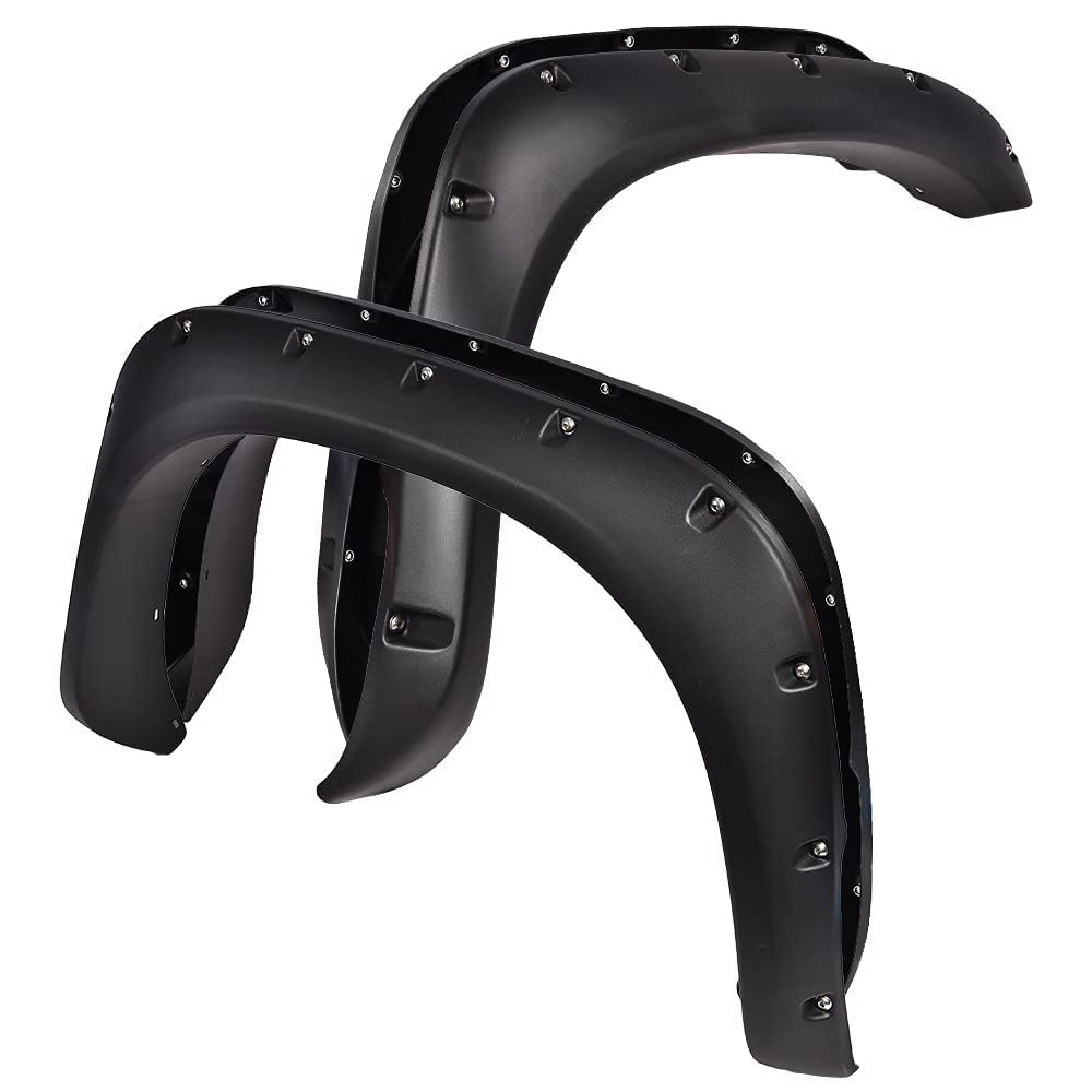 G-PLUS Rugged Fender Flares Compatible with Dodge Ram 1500 2002-2008/Compatible with Dodge Ram 2500 3500 2003-2009 Textured Pocket Riveted Style Wheel Flares 4 Pcs