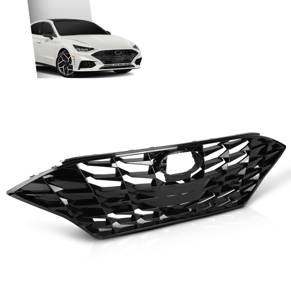 G-PLUS Grille Mesh Upper Grill Without Camera Hole Compatible with Hyundai Sonata Limited/Sport/Laxury/Sel 2020-2022 863A0-L0760