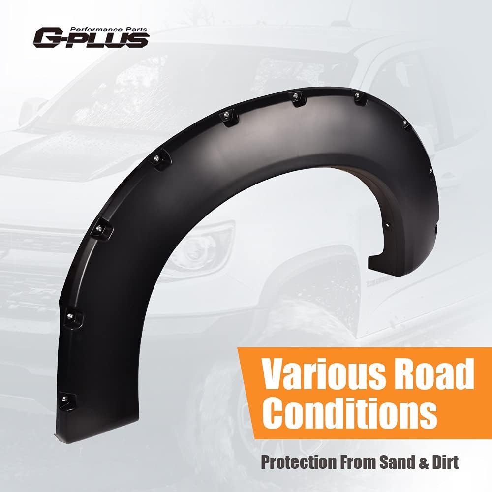 G-PLUS Fender Flares Smooth Riveted Style 4pcs Compatible with Ford F250 F350 Superduty 2011-2016 Styleside Models (Only 81.8" / 98.0" Long bed), NOT Fit Dually & Flareside Models