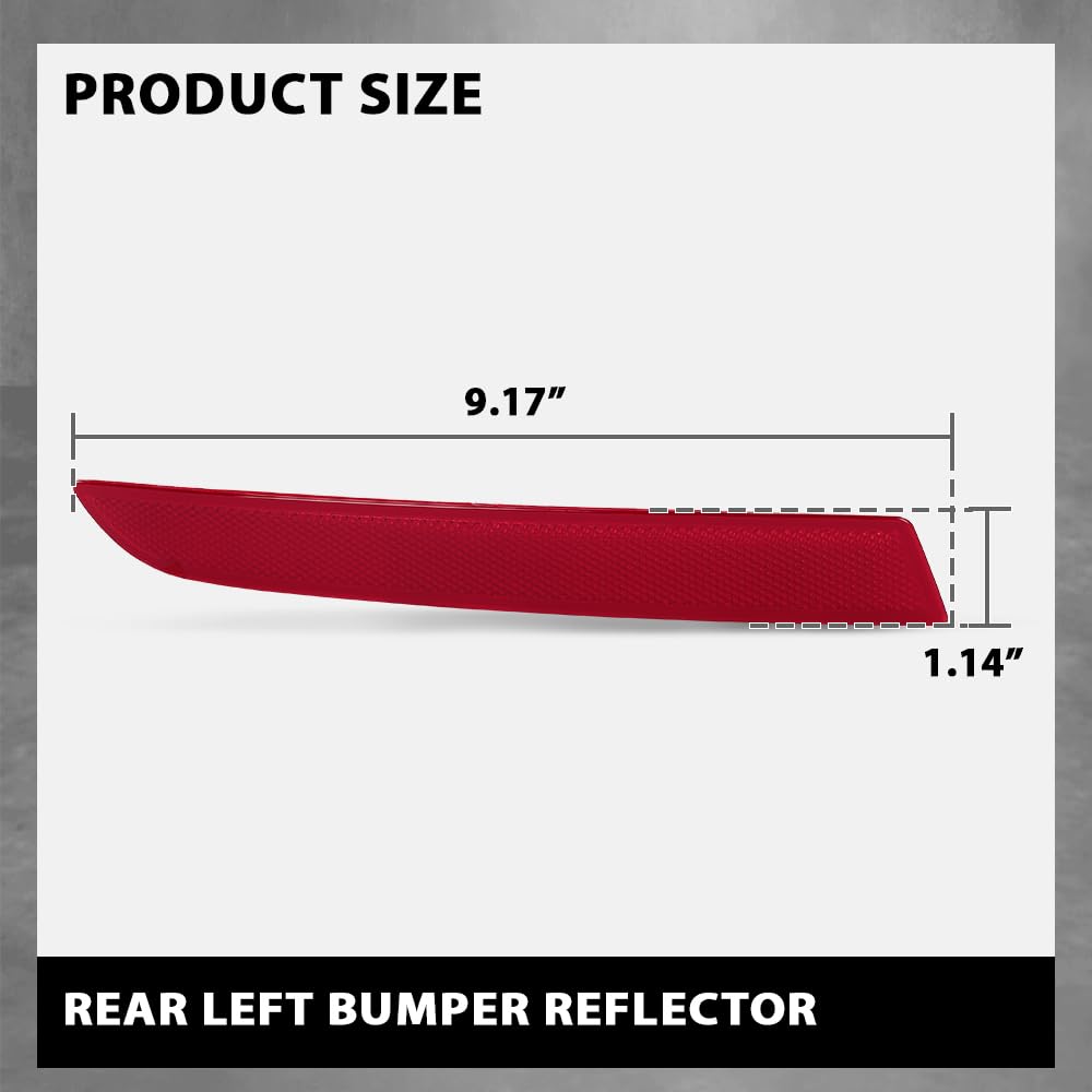 G-PLUS Rear Left Bumper Reflector, Compatible with BMW 528i/ 535d/ 535i/ 550i/ ActiveHybrid 5 Base 2014-2016 for Models W/o M Package, Driver Side, 63147318555, BM1184108