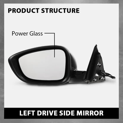 G-PLUS Power Mirror Left Driver Side Compatible with Honda Accord Sedan 2018-2022 1.5L 76258TVAA02 76251TVAA01ZJ HO1320328 Glossy Black 3-Pin Manual Folding