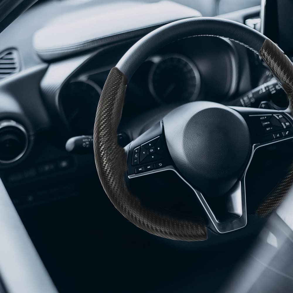 G-PLUS Universal 15" Steering Wheel Cover, Car Anti-skid Steering Wheel Cover 2pcs, Steering Wheel Grip Protector Compatible with Most Car, trucks, SUV, sedans (Black)