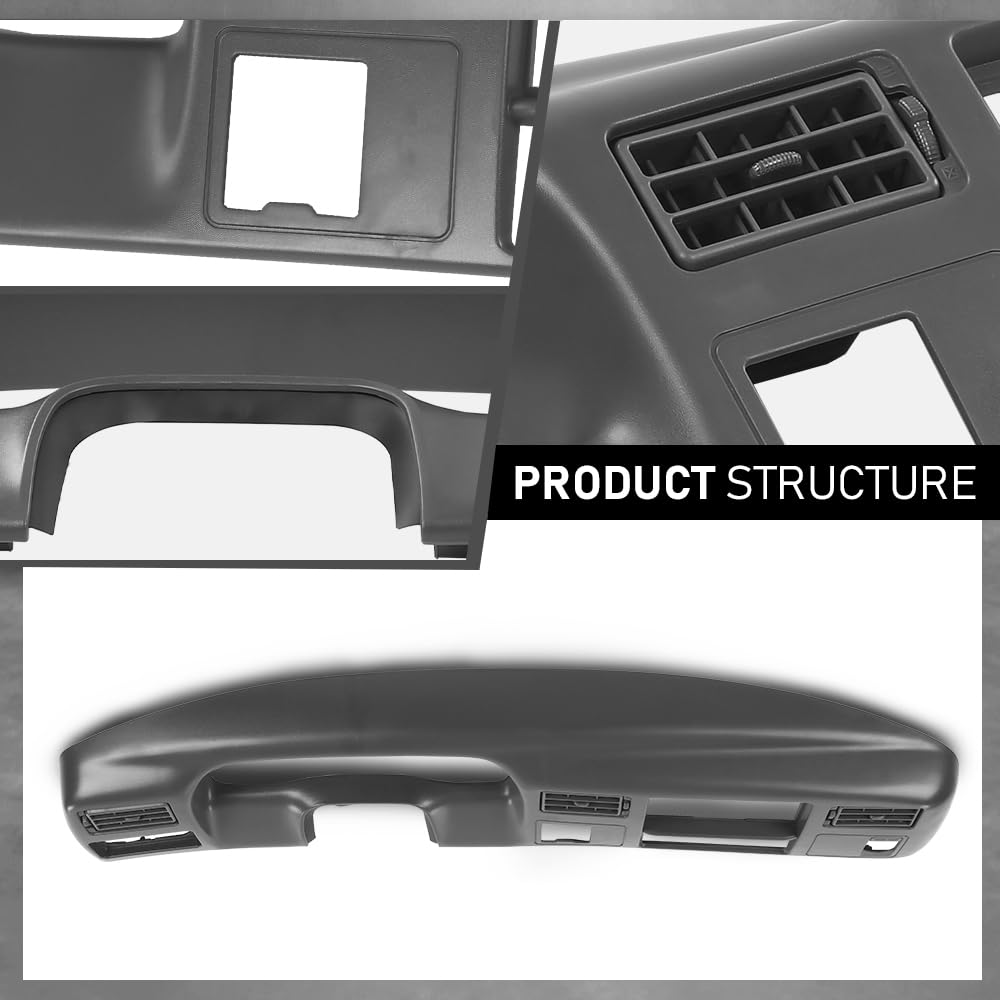 G-PLUS Dash Board Bezel Radio Cluster Trim Panel W/Hole, Compatible with Ford F250 F350 Super Duty 1999-2004 4x4 Switch, Dark Gray