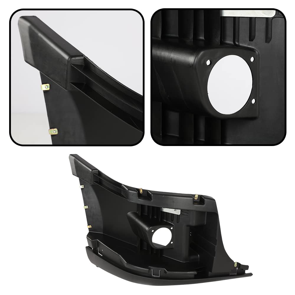 G-PLUS Front Right Bumper End Reinforcement With Fog Light Hole Cut-out Compatible with 2008-2017 Freightliner Cascadia Passenger Side 2127301002 2127301006 2128619002