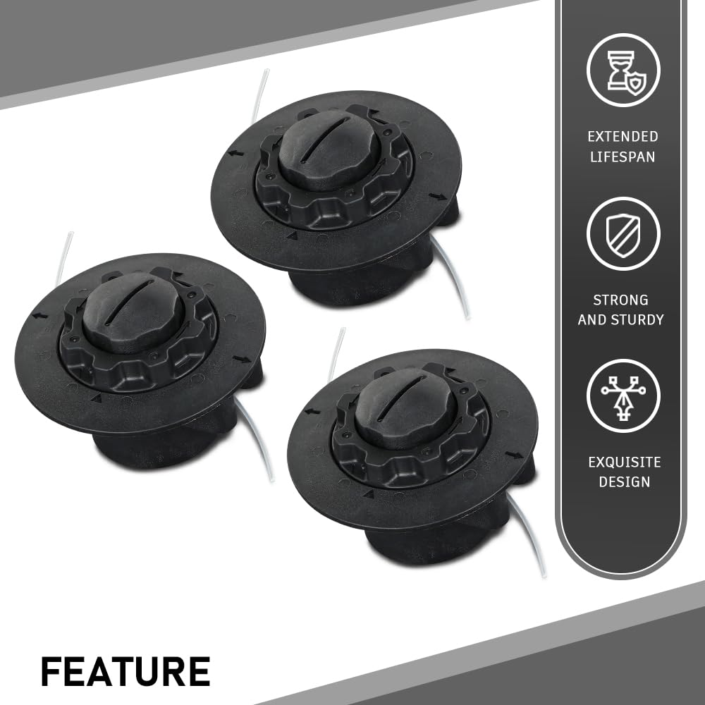 G-PLUS Replace Trimmer Head 3PCS Fit Stihl C5-2 FS38 FS40(from 2008 On) FS45 FS46 FS50 FSE60 4006 710 2103 Black