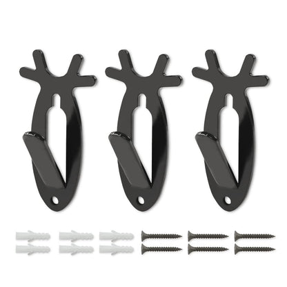 G-PLUS Black 3PCS Wall Hanger Hook European Antler Style Wall Mount Bracket for Hanging Mounting Elk Deer Antelope Living Room Bedroom Home Decor