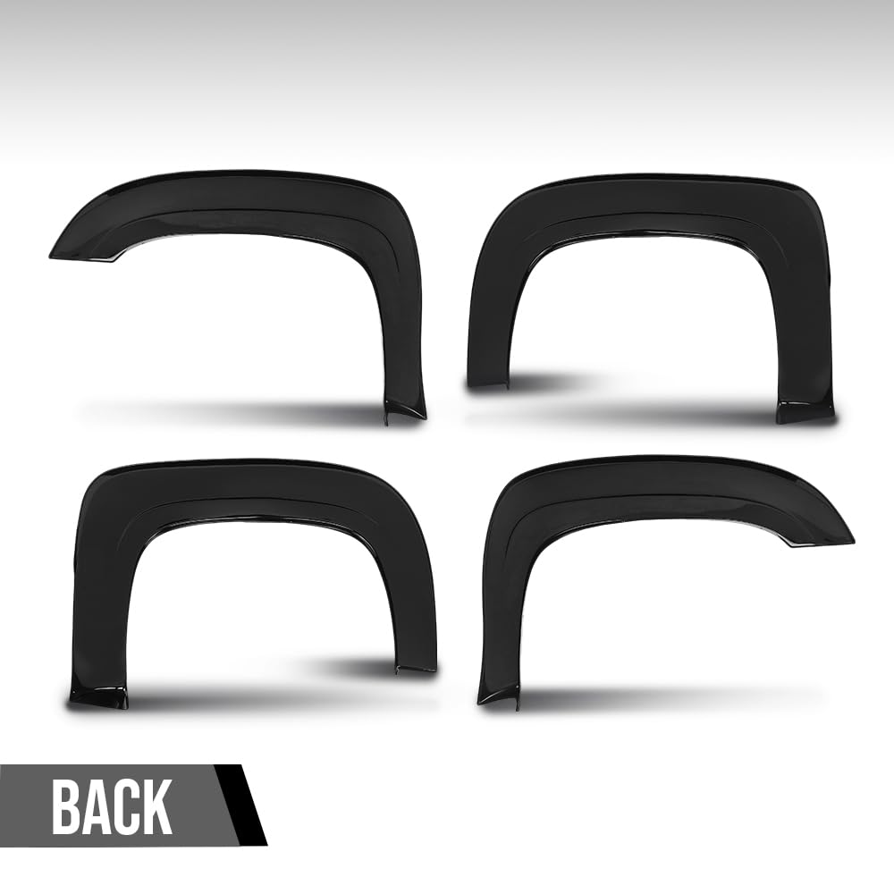 G-PLUS Fender Flares Front & Rear Paintable Compatible with Chevy Avalanche 2007-2013 Black