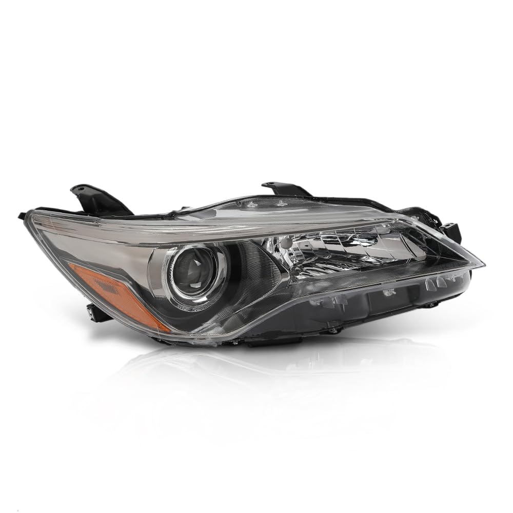 G-PLUS Headlight Assembly Front Headlamp Right Side Compatible with Toyota Camry 2015-2017 TO2503222, TO2502222, TO2503223, TO2502229, TO2503229,8111006860 Clear Lens Black Housing Amber Reflector