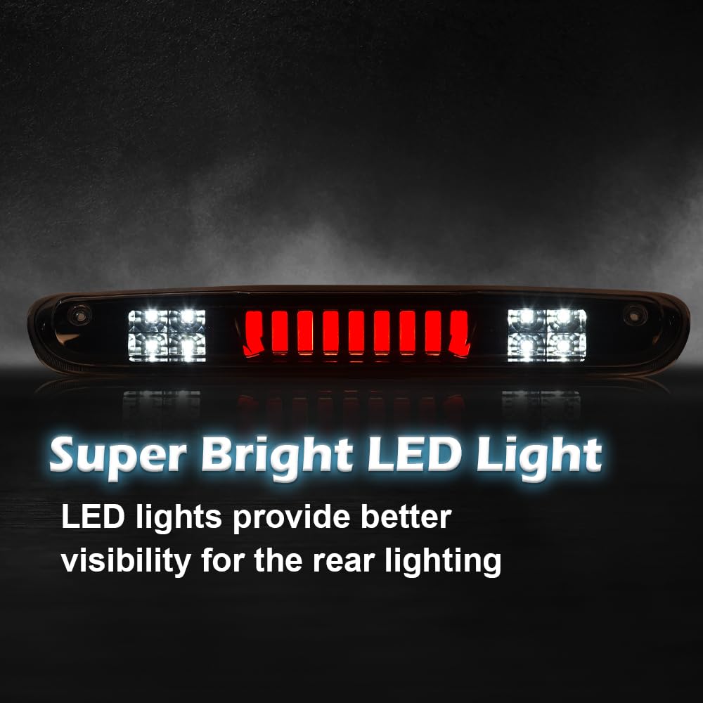 G-PLUS LED Third Brake Light Compatible With 07-14 Chevy Silverado/GMC Sierra,3RD LED Bar Brake/Cargo Light,Type I (Smoky lens Black Housing Amber Reflector)