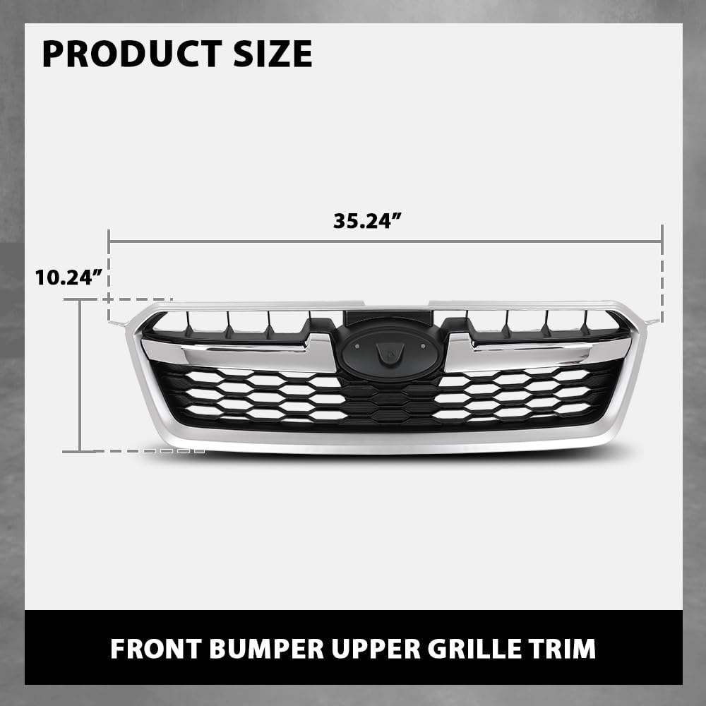 G-PLUS Front Bumper Upper Grille W/Chrome Grill Tirm Compatible with Subaru Impreza 2012-2014 91122FJ010