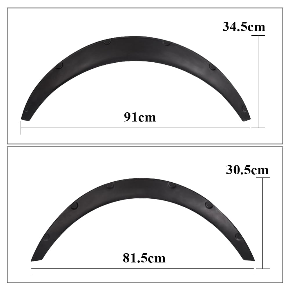 G-PLUS 4Pcs Universal Fender Flares, Durable Polyurethane Extra Wide Auto Car Body Kit NOT Fit Pickup, NOT Fit Corolla/Mercury Mentego, Wheel Protector (Front 23.4"*9.6" & Rear 25.2"*10.8")