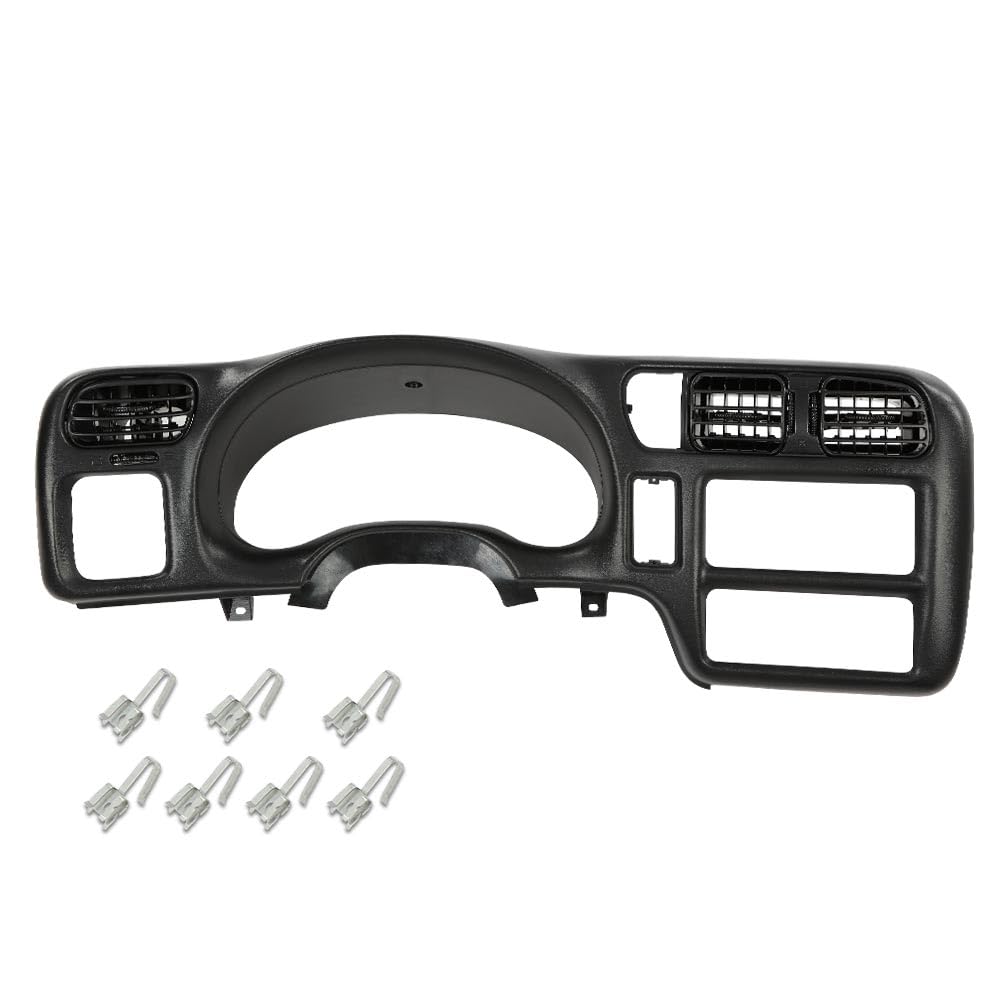 G-PLUS Dash Radio Trim Bezel Cover Single Din Compatible with 1998-2004 Chevy Blazer S10/GMC Jimmy Sonoma Dashboard Radio Panel (Black ABS Plastic)