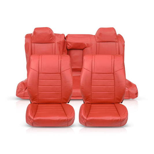 G-PLUS Front & Rear Seat Covers Full Set Compatible with Dodge Challenger SE SXT RT 2011-2014 (NOT Fit SRT8) Red