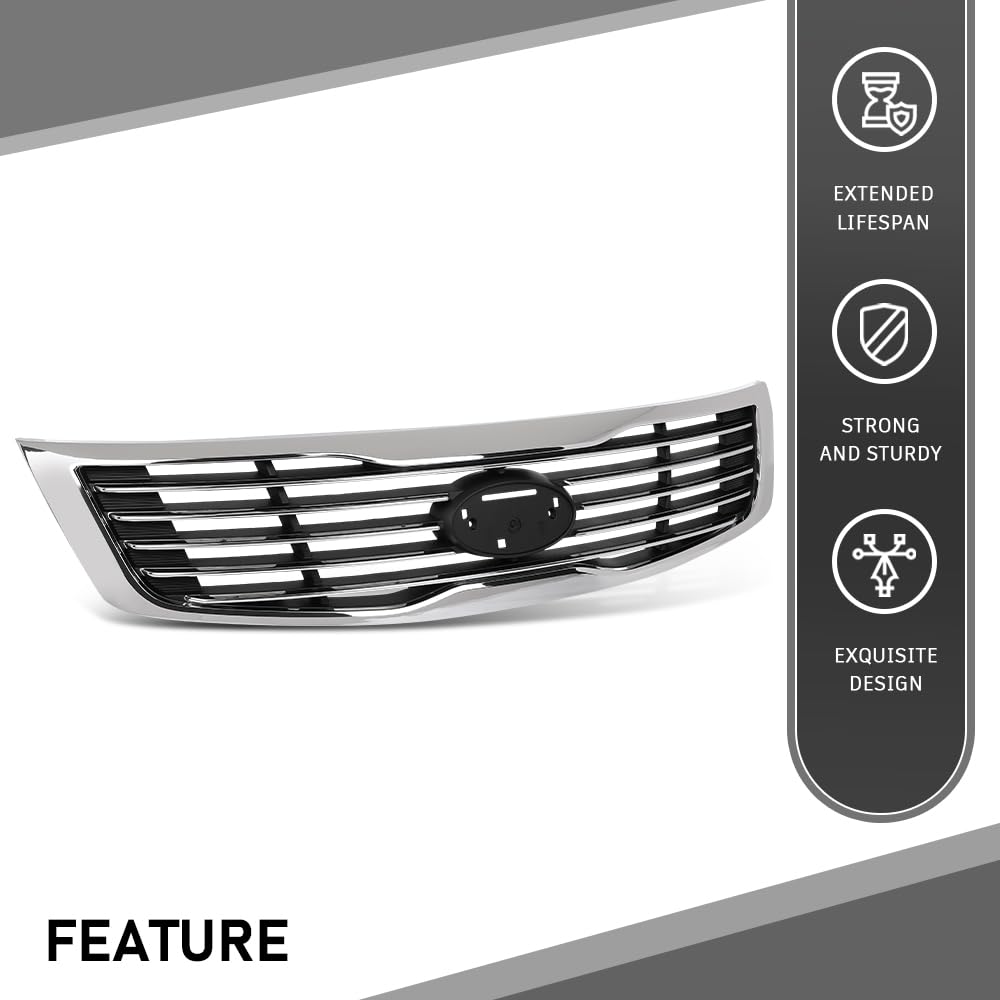 G-PLUS Front Grille W/Chrome Trim, Compatible with Kia Magentis (submodel: LX, LX Premium, SX)/ Optima (submodel: EX, LX, SX) 2009-2010, 863502G500, KI1200136