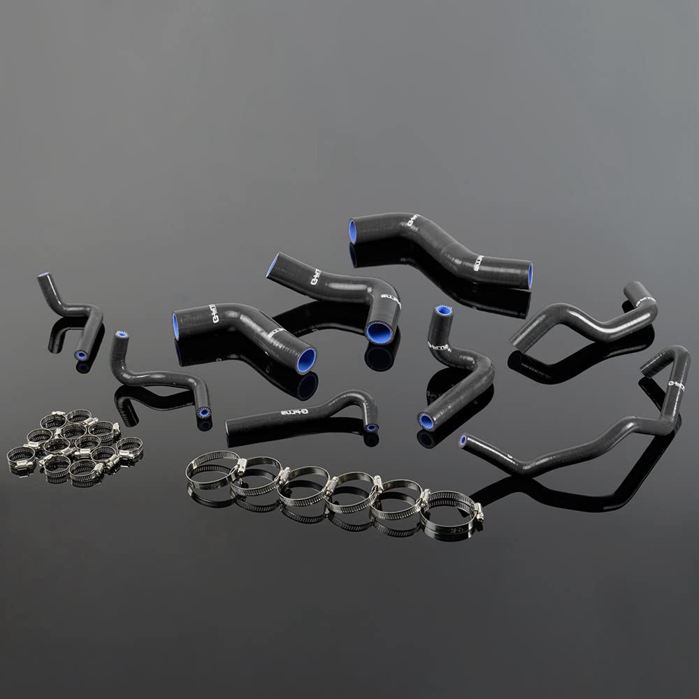 G-PLUS Silicone Radiator Hose Kit w/Clamps Compatible with Mazda MX5 MX-5 Miata NA6CE B6ZE 1.6L 1889-1993 (Black 9 PCS)