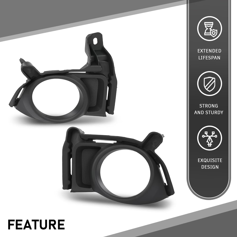G-PLUS Pair Front Fog Light Bezel, Compatible with Toyota Highlander 2014 2015 2016, Bumper Cover Trims, Left Driver & Right Passenger Side 2PCS, TO1039178, TO1038178