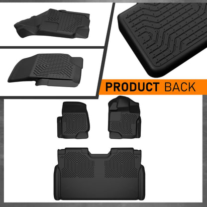 G-PLUS Floor Mats Compatible with Ford F150 SuperCrew 2015-2024(Includes 2022-2024 Lightning Models) w/o Fold Flat Storage,TPE All Weather Full Cover Protection 3 PCS Cargo Liners