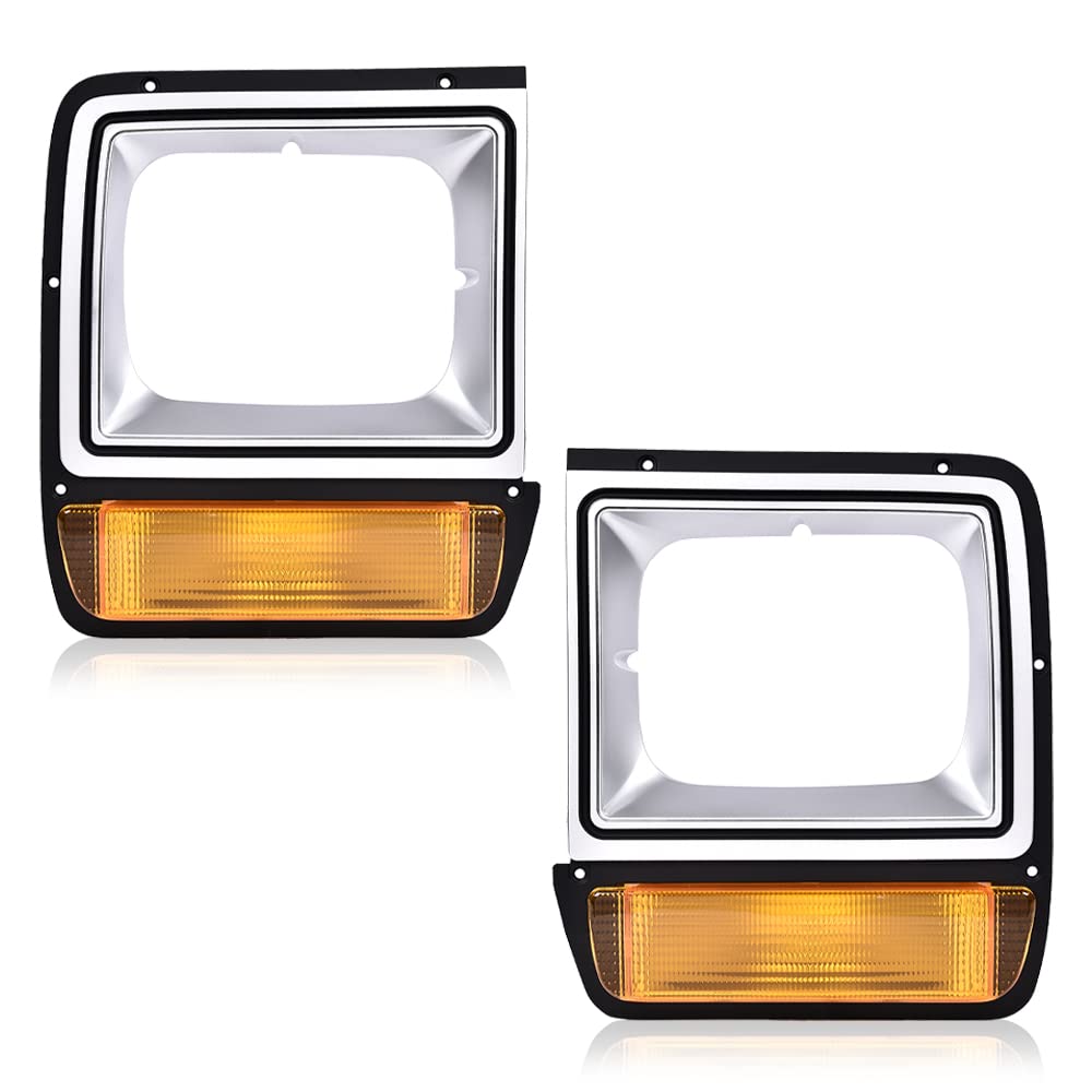 G-PLUS Headlights Headlamps Bezel Pair Set w/Corner Parking Light Compatible with Dodge Pickup Truck 1986-1990 4249810 CH2513122 4249811 CH2512122,faros delanteros