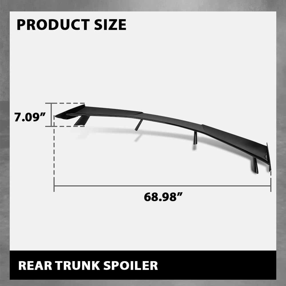 G-PLUS Rear High Wing Spoiler Kit Compatible with Chevy Corvette C8 Models 2020-2024 Rear Gloss Black