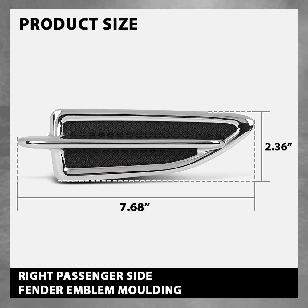 G-PLUS Right Fender Vent Insert Chrome Molding Trim, Compatible with Ford Escape 2013-2015, Passenger Side, FO1267100, CJ5Z16228AB