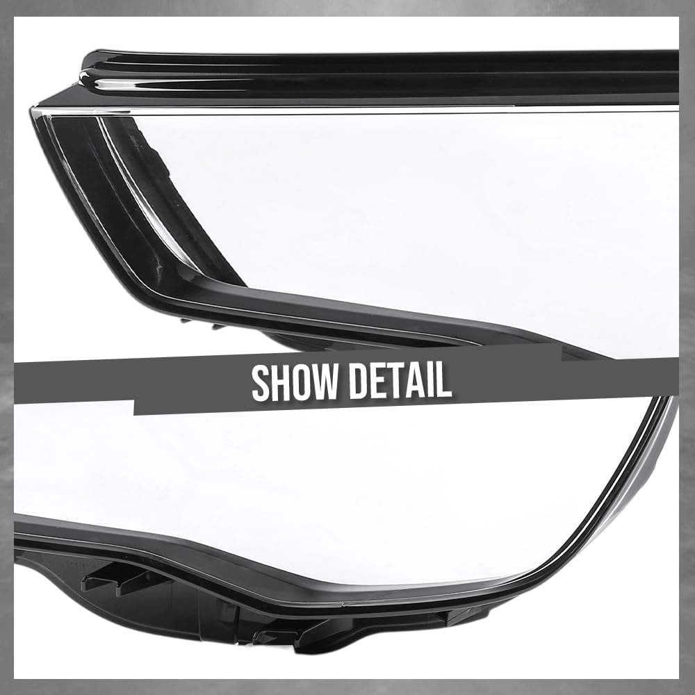 G-PLUS Headlight Lens Cover Compatible with Audi A3 2013-2016 8V0941003 Left Side Front Headlamp Lens Cover Clear