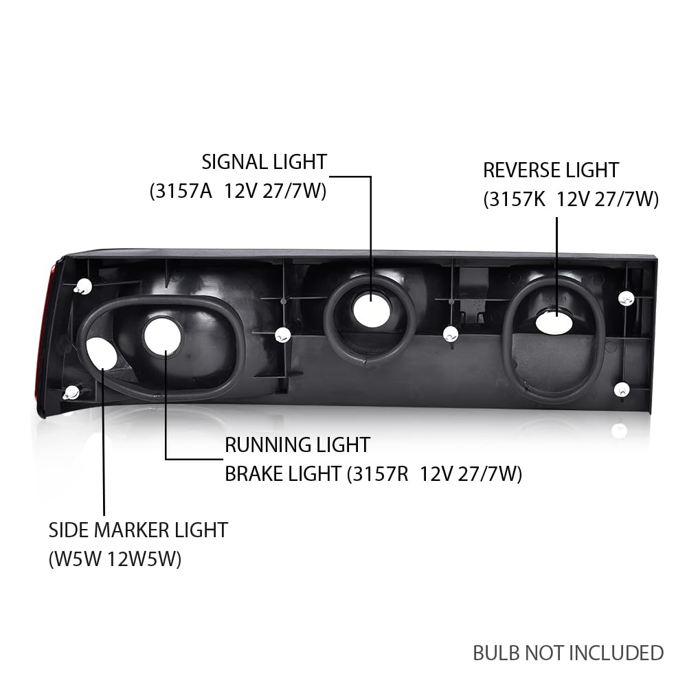G-PLUS Taillights Taillamps Rear Brake Lights Right Passenger Side w/o Bulbs Compatible with Ford Mustang 1987-1993 FO2801168, E7ZZ13404A Red Lens Black Housing Faros Traseros Luces TraserasAssembly