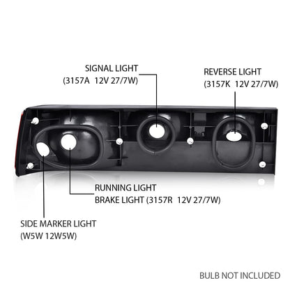 G-PLUS Taillights Taillamps Rear Brake Lights Right Passenger Side w/o Bulbs Compatible with Ford Mustang 1987-1993 FO2801168, E7ZZ13404A Red Lens Black Housing Faros Traseros Luces TraserasAssembly